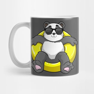 Panda with Sunglasses at Swimming with Swim ring Mug